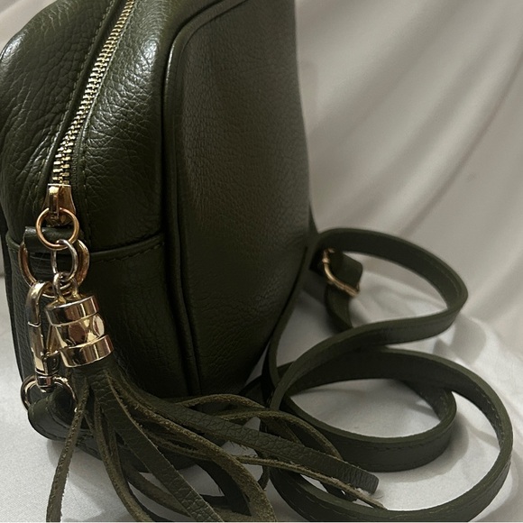 Elie Beaumont olive green crossbody camera bag geniune leather - Picture 4 of 7